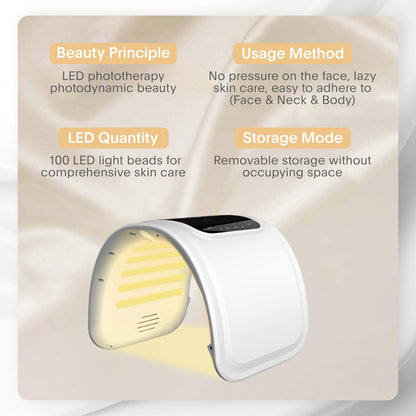 Melly LED mask folds flat for easy storage, opens to the sides for face and neck coverage