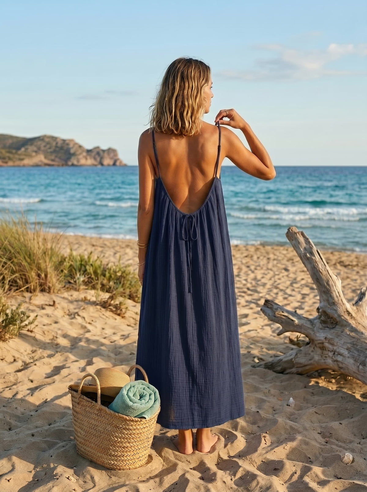 Melly Muse — Bare-Back Pleated Maxi Dress