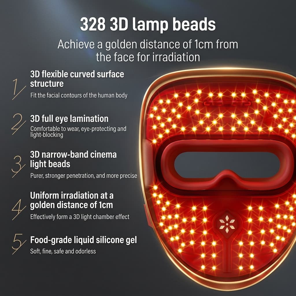 Melly red light mask lab-verified wavelengths 657.9nm red and 850nm near-infrared