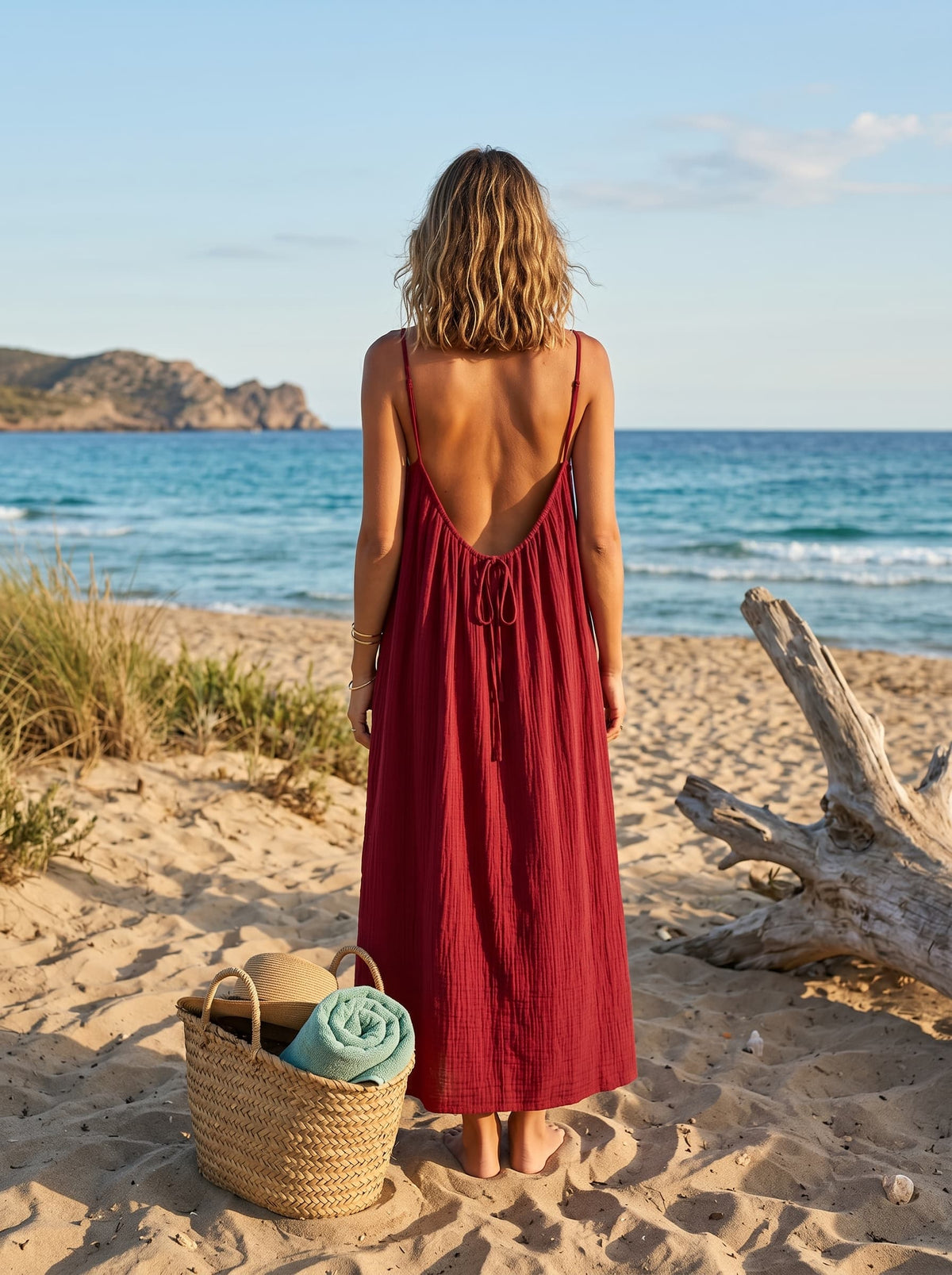 Melly Muse — Bare-Back Pleated Maxi Dress